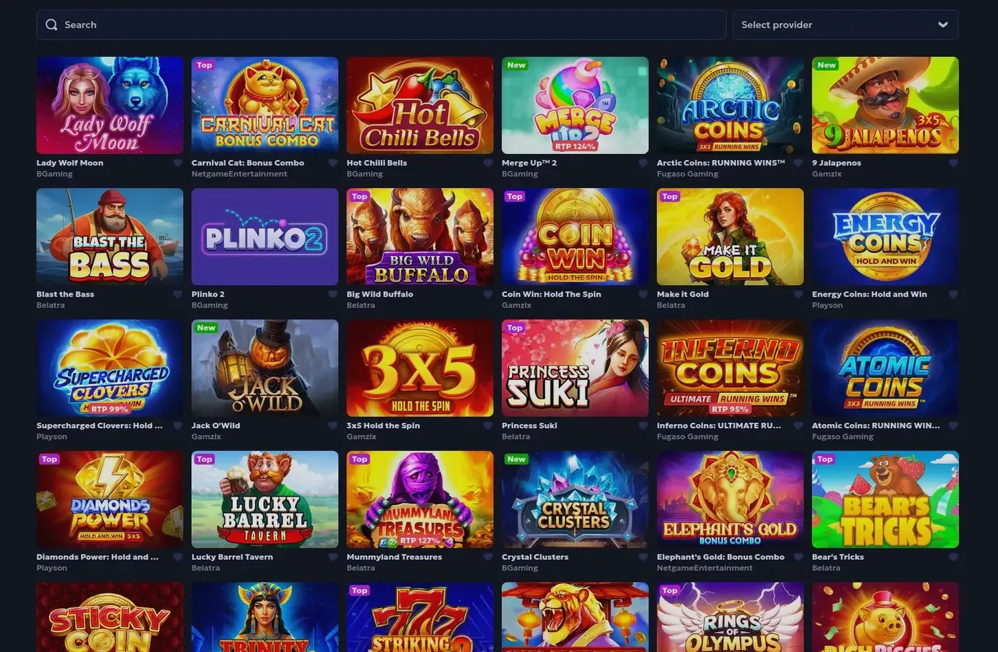 Игровой интерфейс Вулкан 777